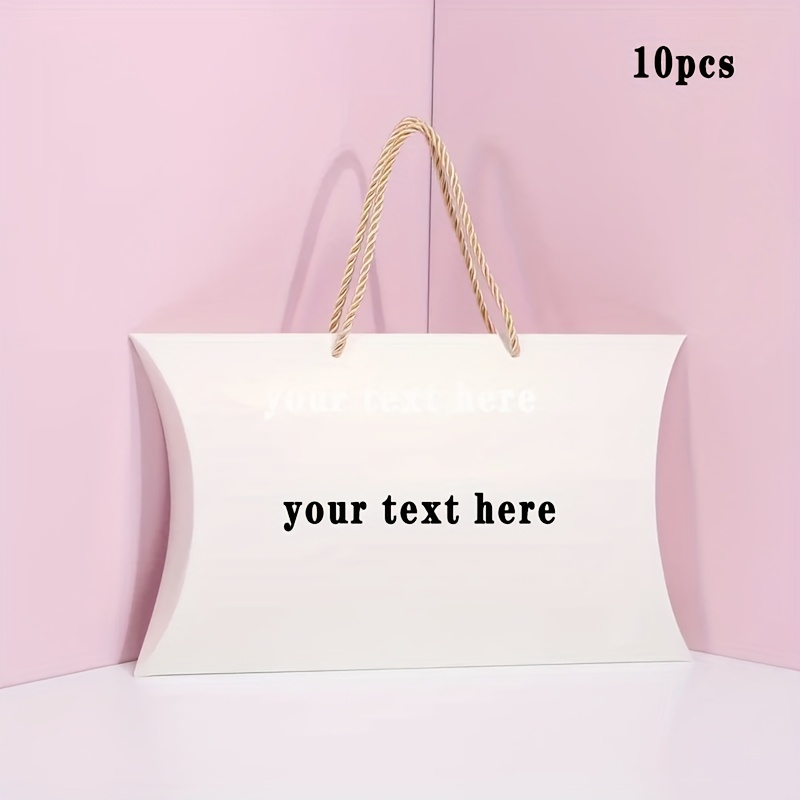 10pcs Personalized Pillow-Shaped Gift Boxes with Handles